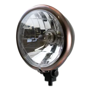 cafe 4 racer - SHIN YO 4 1/2 inch high beam headlight, glossy black, chrome - Shin Yo Headlights bottom mount 