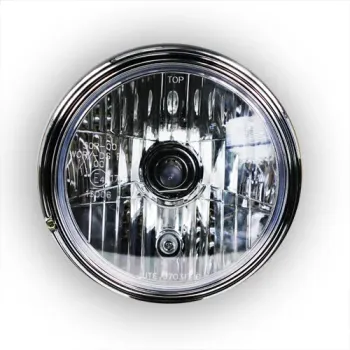 cafe 4 racer - Headlight "LTD-Style" 7" H4 black clear glass side M8 E-approved - HS MOTO Germany Headlights side mount 4251352605252
