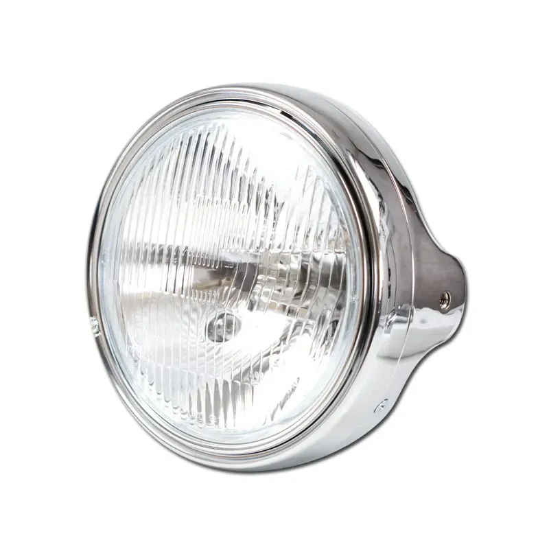 cafe 4 racer - Headlight "LTD" 7" Parking Light 4W Chrome Diffuser Glass Side M8 H4 E-approved - HS MOTO Germany Headlights side mount 4251352600721
