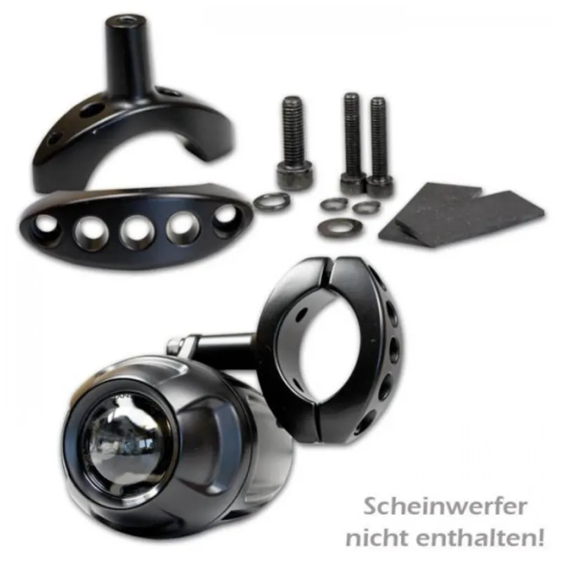 cafe 4 racer - Headlight Clamp for Motorcycles Black Aluminum Clamp Width approx. Ø 35-50 mm - HS MOTO Germany Extra Lights 4251352618580