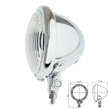 cafe 4 racer - SHIN YO chrome headlight BULLET LONG with visor - Shin Yo Headlights bottom mount 4054783029891