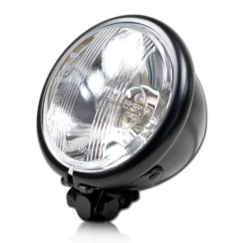 cafe 4 racer - Headlight "Bates Style" 4.5" Bilux 35/35W + Parking Light Below M10 Black E-approved - HS MOTO Germany Headlights bottom mount 4251352604484