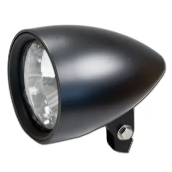 cafe 4 racer - Headlight "Groove" 7" H4 black clear parking light 4W bottom M10 E-approved - HS MOTO Germany Headlights bottom mount 4251352609304
