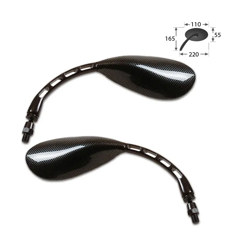 Universal Mirror Carbon-Look Oval Pair Adapter 2 x M10-R