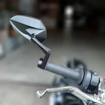 cafe 4 racer - Zrcátko na řidítka "STORM 10" D30 Černý hliník Pár Nastavitelná ramena: 78mm 135 x 90mm - HS MOTO Germany Zrcátka na řídítka 4251926907140