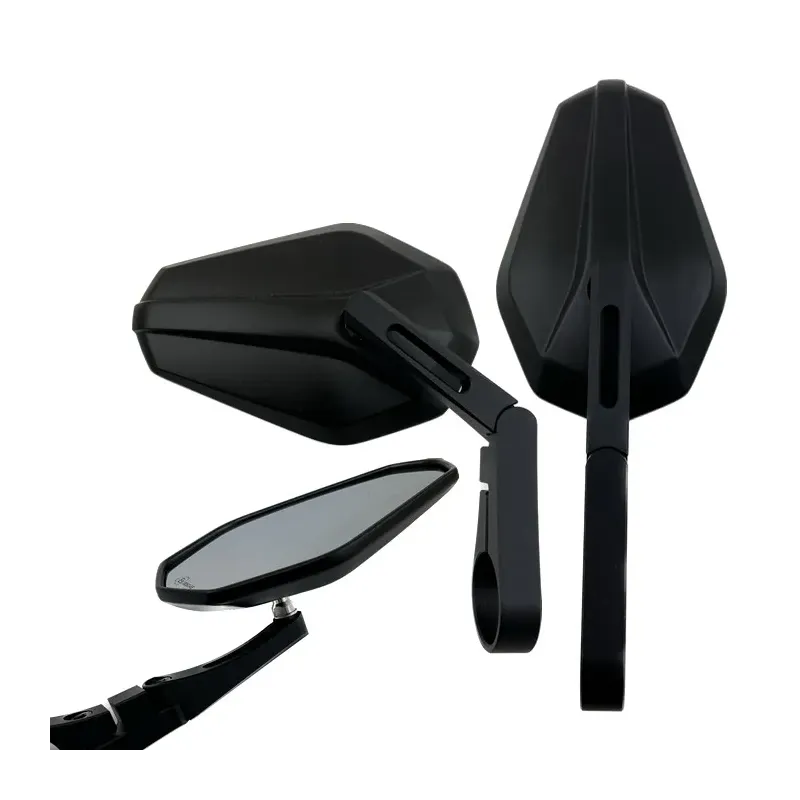 cafe 4 racer - Handlebar End Mirror "SOLID 10" D30 Black Aluminum Pair Adjustable Arm: 78mm 130 x 80mm - HS MOTO Germany Bar end mirrors 4251926907317