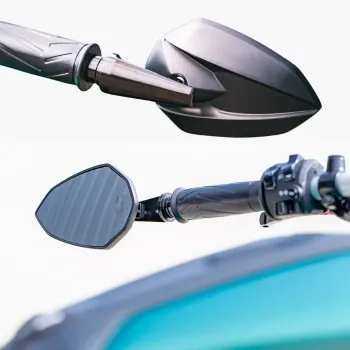 cafe 4 racer - Handlebar End Mirrors "NOVARA" M6-PIA Black Aluminum Pair incl. Handlebar Weights M6 Aprilia / Moto - HS MOTO Germany Bar end mirrors 4251926906501