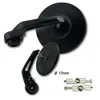 cafe 4 racer - Handlebar End Mirror "BOB 1" M6/ID17 Black Aluminum Pair incl. Handlebar Weights + Clamping Parts 17mm Arm: - HS MOTO Germany Bar end mirrors 4251926905702