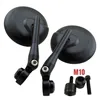 cafe 4 racer - Handlebar End Mirror "NOVARA" M10 Black Aluminum Pair incl. Handlebar Weights M12 BMW Adjustable Arm: - HS MOTO Germany Bar end mirrors 4251926910058