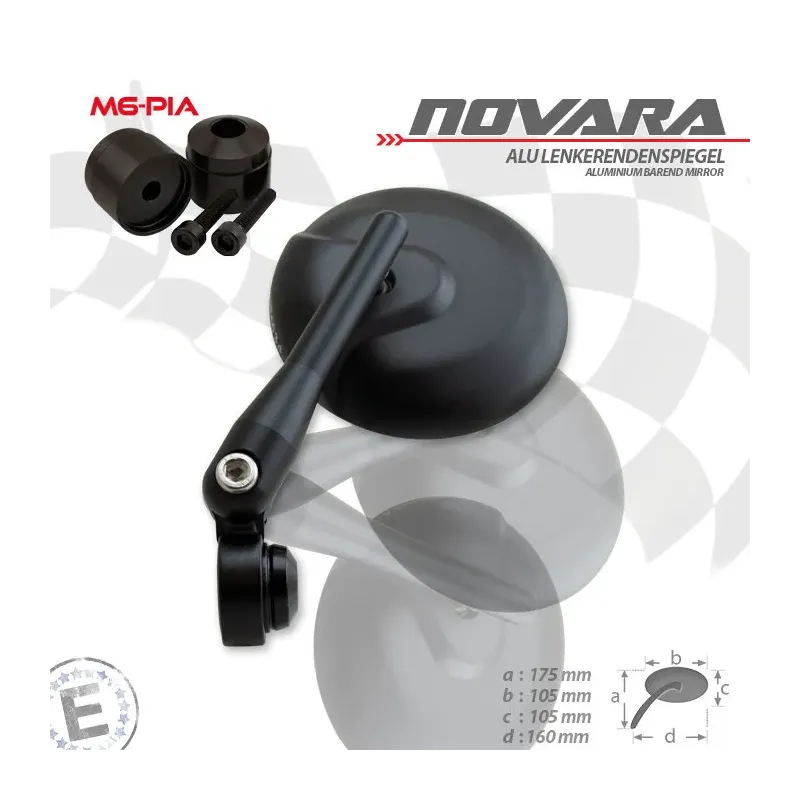cafe 4 racer - Handlebar End Mirrors "NOVARA" M6-PIA Black Aluminum Pair incl. Handlebar Weights M6 Aprilia / Moto - HS MOTO Germany Bar end mirrors 4251926906501