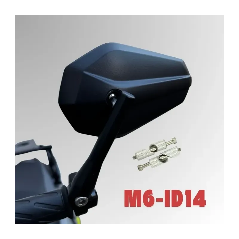 cafe 4 racer - Zrkadlá na konci riadidiel "SOLID" Čierne M6 / ID14 Hliníkový pár vrátane závaží na riadidlá + upínacích dielov - HS MOTO Germany Zrkadlá do riadítok 4251926910560