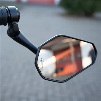 cafe 4 racer - Handlebar End Mirrors "SOLID" Black M6 / ID14 Aluminum Pair incl. Handlebar Weights + Clamping Parts - HS MOTO Germany Bar end mirrors 4251926910560