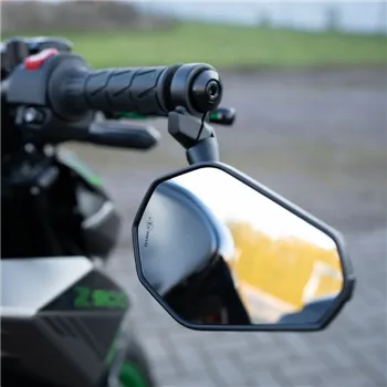 cafe 4 racer - Handlebar End Mirrors "SOLID" Black M6 / ID14 Aluminum Pair incl. Handlebar Weights + Clamping Parts - HS MOTO Germany Bar end mirrors 4251926910560
