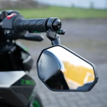 cafe 4 racer - Handlebar End Mirror "SOLID" Black M6 / ID17 Aluminum Pair incl. Handlebar Weights + Clamping Parts - HS MOTO Germany Bar end mirrors 4251926910577