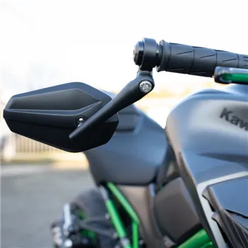 cafe 4 racer - Handlebar End Mirror "SOLID" Black M6 / ID17 Aluminum Pair incl. Handlebar Weights + Clamping Parts - HS MOTO Germany Bar end mirrors 4251926910577