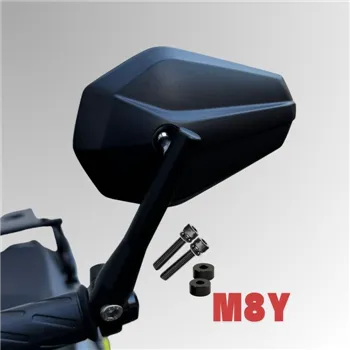 cafe 4 racer - Handlebar End Mirror "SOLID" Black M8Y Yamaha Aluminum Pair Including Handlebar Weights Arm: 128mm 80 - HS MOTO Germany Bar end mirrors 4251926910898