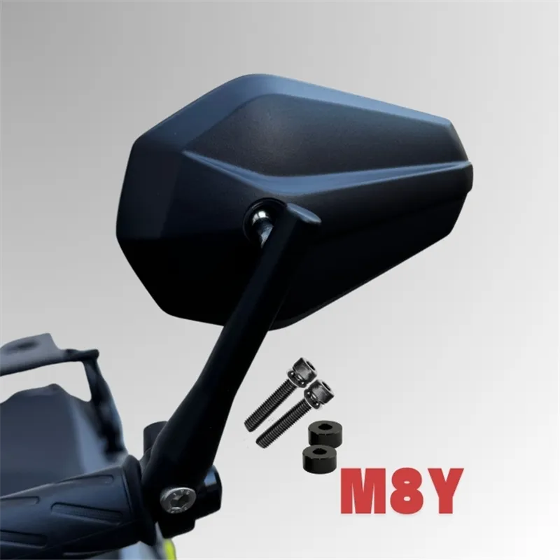 cafe 4 racer - Handlebar End Mirror "SOLID" Black M8Y Yamaha Aluminum Pair Including Handlebar Weights Arm: 128mm 80 - HS MOTO Germany Bar end mirrors 4251926910898