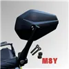cafe 4 racer - Handlebar End Mirror "SOLID" Black M8Y Yamaha Aluminum Pair Including Handlebar Weights Arm: 128mm 80 - HS MOTO Germany Bar end mirrors 4251926910898