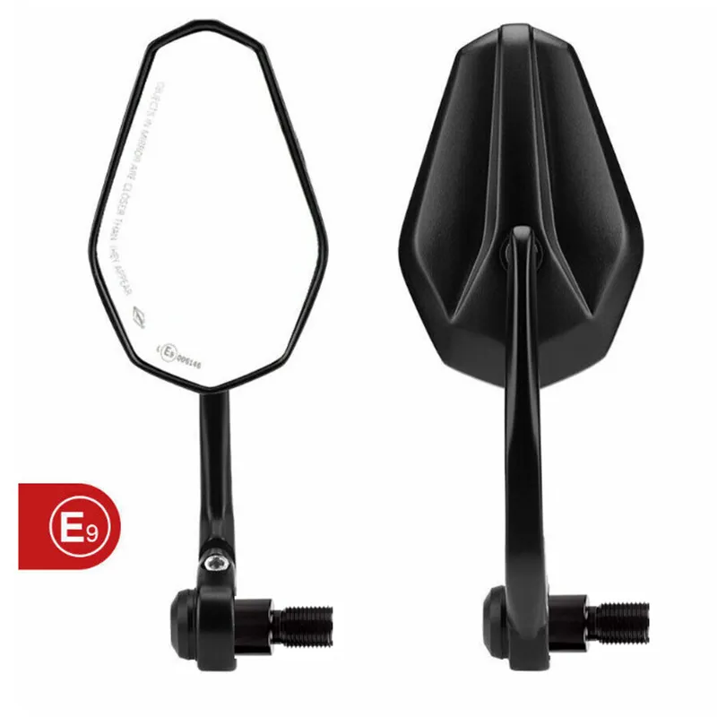 cafe 4 racer - Handlebar End Mirror "SOLID 1" M16 Black Aluminum Pair incl. Handlebar Weights M16 Yamaha Arm: 170mm - HS MOTO Germany Bar end mirrors 4251926901698