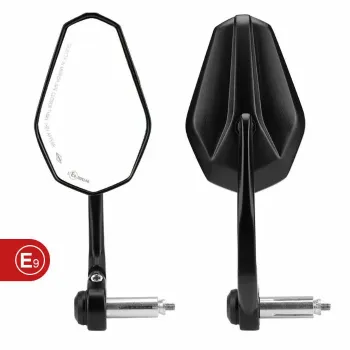 cafe 4 racer - Round Handle Bar End Side Mirrors CR7 black/silver - Cafe4Racer Bar end mirrors 