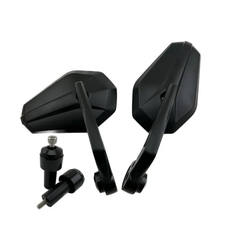 cafe 4 racer - Handlebar End Mirrors "SOLID" Black Aluminum Pair incl. Handlebar Weights M6H HONDA System HORNET 22- - HS MOTO Germany Bar end mirrors 4251926908369