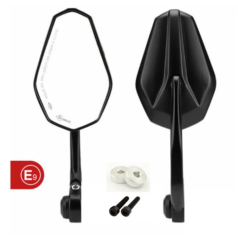 cafe 4 racer - Handlebar End Mirror "SOLID 1" M6Y Black Aluminum Pair incl. Handlebar Weights M6Y Yamaha Arm: 170mm - HS MOTO Germany Bar end mirrors 4251926904620
