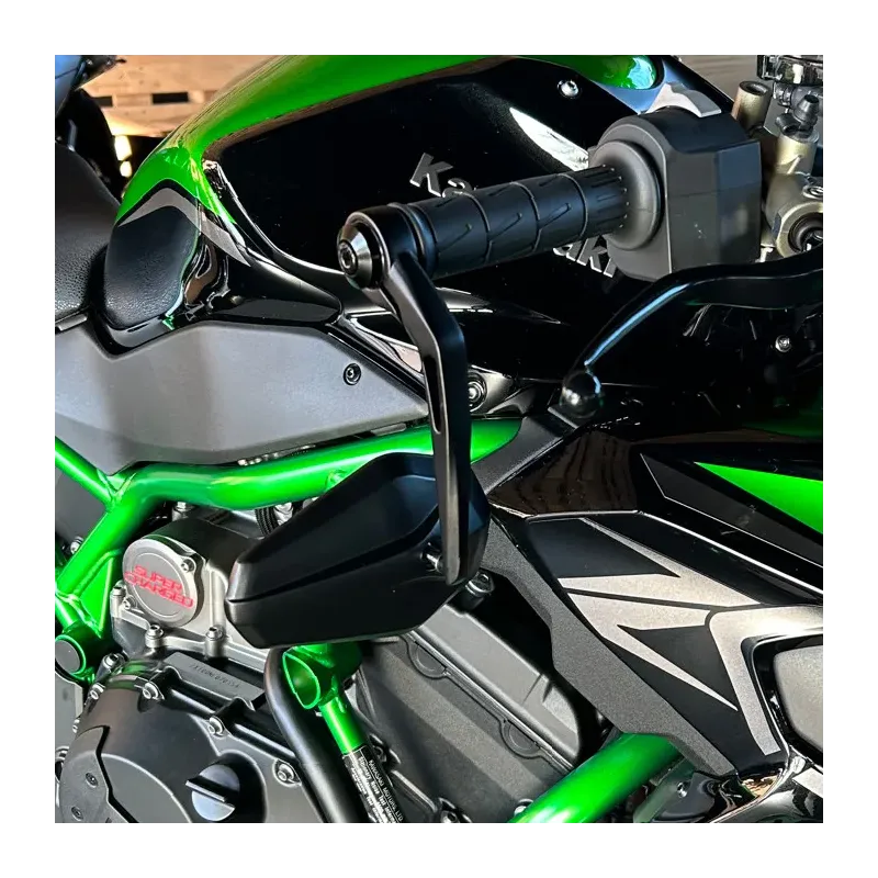 cafe 4 racer - Handlebar End Mirror "SOLID 1" M8 Black Aluminum Pair incl. Handlebar Weights M8 Kawasaki Arm: 170mm - HS MOTO Germany Bar end mirrors 4251926901674