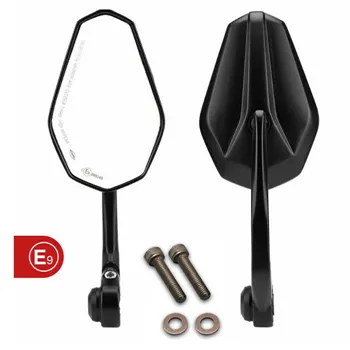 cafe 4 racer - Handlebar End Mirror "SOLID 1" M8 Black Aluminum Pair incl. Handlebar Weights M8 Kawasaki Arm: 170mm - HS MOTO Germany Bar end mirrors 4251926901674