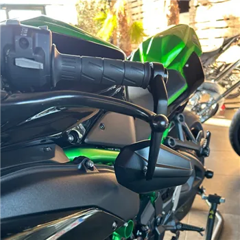 cafe 4 racer - Handlebar End Mirror "SOLID 1" M8 Black Aluminum Pair incl. Handlebar Weights M8 Kawasaki Arm: 170mm - HS MOTO Germany Bar end mirrors 4251926901674