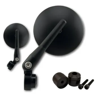 cafe 4 racer - SHINY MIRROR F.H/BAR-END,SURFACE,BLACK - Shin Yo Bar end mirrors 4054783411337