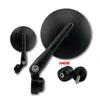 cafe 4 racer - Handlebar End Mirror "TOM 1" M6B Black Aluminum Pair incl. Handlebar Weights M6 Benelli Arm: 128mm - HS MOTO Germany Bar end mirrors 4251926907270