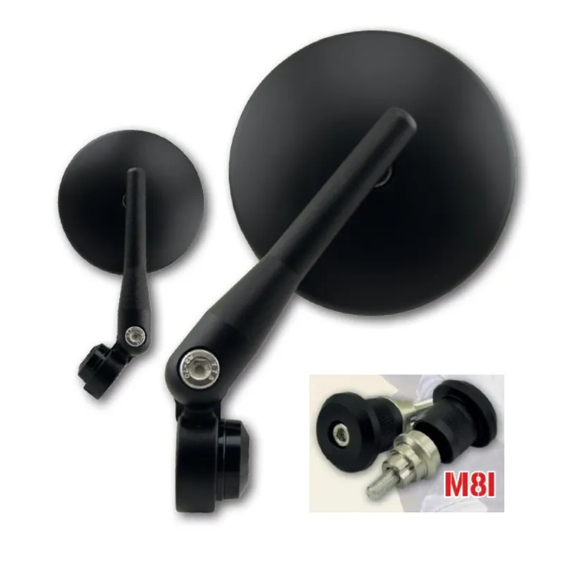 cafe 4 racer - Handlebar End Mirror "TOM 1" M8I Black Alu/ABS Pair incl. Handlebar Weights M8I Indian Scout Bobber - HS MOTO Germany Bar end mirrors 4251926900189