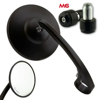 cafe 4 racer - Handlebar End Mirrors "Storm" Black Aluminum Pair incl. Handlebar Weights M6H HONDA System HORNET 22- - HS MOTO Germany Bar end mirrors 4251926908024