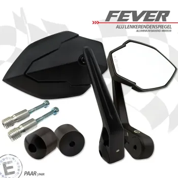 cafe 4 racer - Round Handle Bar End Side Mirrors CR2 black/silver - Cafe4Racer Bar end mirrors 