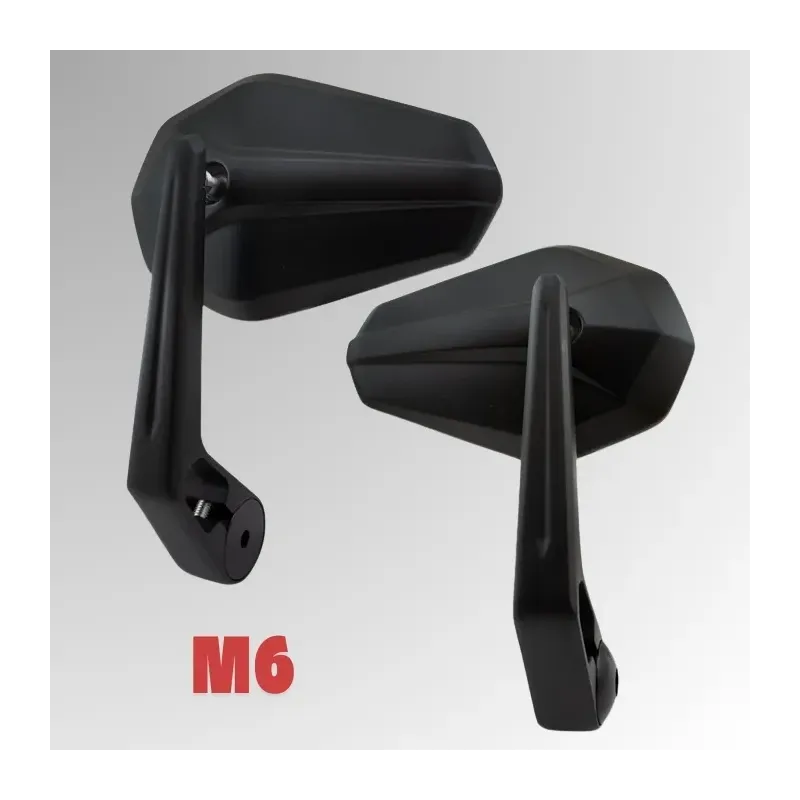 cafe 4 racer - Handlebar End Mirror "SOLID 2" Black M6 Universal Aluminum Pair Including Handlebar Weights E-approved - HS MOTO Germany Bar end mirrors 4251926903272