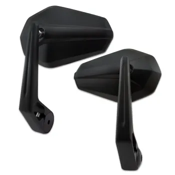 cafe 4 racer - Handlebar End Mirror "SOLID 2" Black M6 Universal Aluminum Pair Including Handlebar Weights E-approved - HS MOTO Germany Bar end mirrors 4251926903272