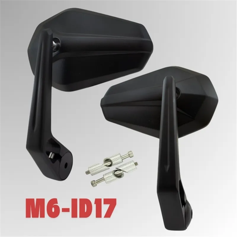 cafe 4 racer - Zrkadlo na koniec riadidiel "SOLID 2" Čierne M6 / ID17 Hliníkový pár vrátane závaží na riadidlá + upínacích dielov - HS MOTO Germany Zrkadlá do riadítok 4251926903456