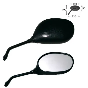 cafe 4 racer - Steel 4" round mirror. Black, long stem - MCS Standard mirrors 