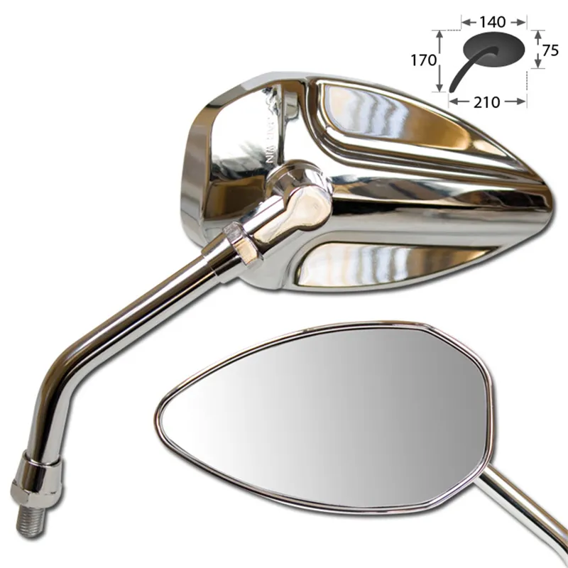 cafe 4 racer - Univerzálne zrkadlo "Padua" chróm ABS pár adaptér 2 x M10-R + 1 x - HS MOTO Germany Štandardné zrkadlá 4251352606112