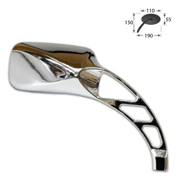 cafe 4 racer - Retro Teardrop mirror set. Chrome, radii round stem - MCS Standard mirrors 