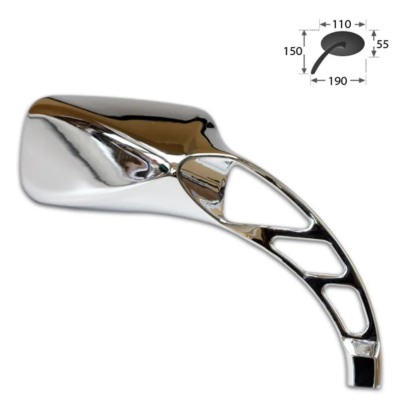 cafe 4 racer - Chopper Mirror "California" Chrome Right Adapter 1 x M10R / 1 x M10L - HS MOTO Germany Standard mirrors 4251352613752