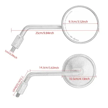 cafe 4 racer - Universal Mirror "PRO 4" ALU Pair Black M10-L to M8-R Ø 105 mm E-approved - HS MOTO Germany Standard mirrors 4251926904767
