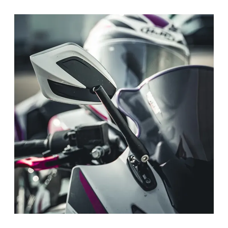 cafe 4 racer - Cladding Mirror "Move" Aluminum Red Hole Spacing from 25 to 55mm 6.4mm E-approved - HS MOTO Germany Accessories 4251352668707