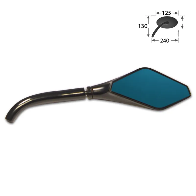 cafe 4 racer - Universal mirror black right blue glass Alu 1 x M10-R + 1 - HS MOTO Germany Standard mirrors 4251352614506