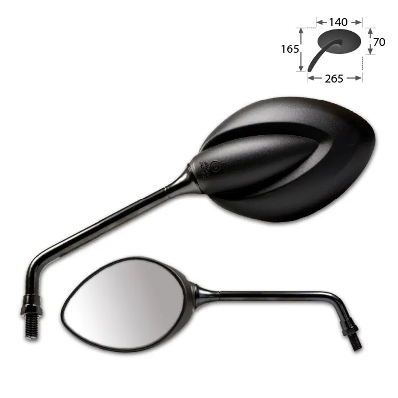 cafe 4 racer - Univerzálne zrkadlo "Strato" čierne ABS pár 1 x M8-P + 1 x M8-L - HS MOTO Germany Štandardné zrkadlá 4251352613783