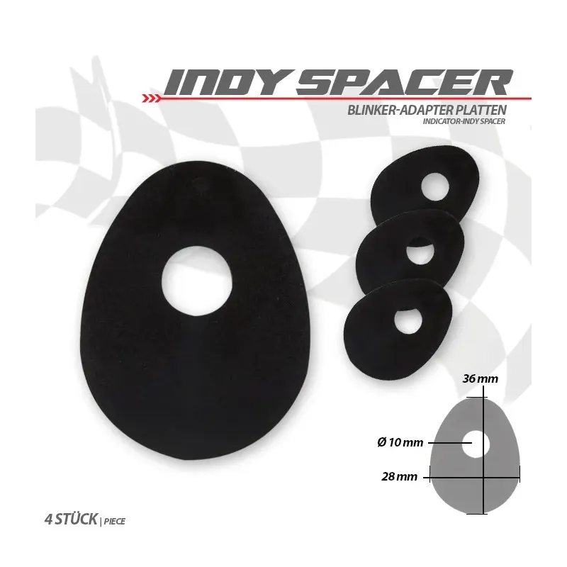 cafe 4 racer - Indy Spacer "Triumph" Black Steel Pack of 4 pcs Dimensions: L 36 x W - HS MOTO Germany Indy Spacer 4251352634146