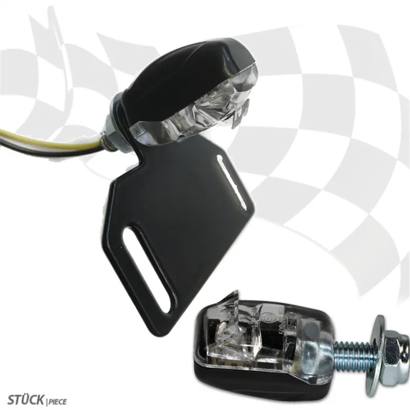 cafe 4 racer - License Plate Lighting "NANO" Black ABS LED Clear Glass E-approved - HS MOTO Germany License plate lights 4251352628046