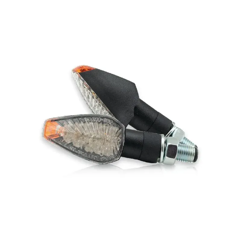 cafe 4 racer - LED ukazatel "PEAK" černý krátký M10 čiré &amp konvexní sklo E-schválený - HS MOTO Germany Standardní ukazatele směru 4251352602466