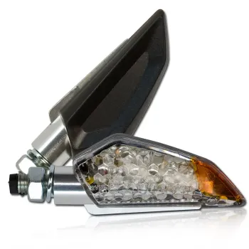 cafe 4 racer - LED ukazatel "Shadow Light" pár chromovaný hliník M8 L65 x Š16 x V14mm tónovaný - HS MOTO Germany Standardní ukazatele směru 4251352606440