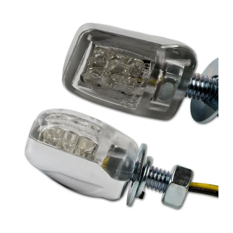 cafe 4 racer - LED Indicator "Nano" chrome clear glass M6 Dimensions: L 27 x W 18 - HS MOTO Germany Standard indicators 4251352612076
